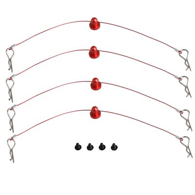 Mxfans 4Pcs 1/10 RC Car Body Clips Pins 155mm Body Clips Pins Wire with Screw Retainer N10259R Red