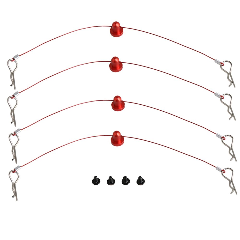 Mxfans 4Pcs 1/10 RC Car Body Clips Pins 155mm Body Clips Pins Wire with Screw Retainer N10259R Red