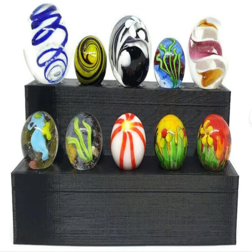 Black 10 Marble Display for 5/8" Marbles Sphere holder lot #107