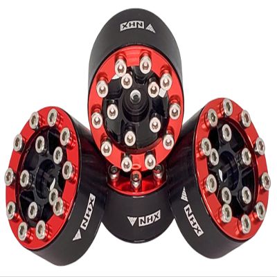NHX RC 1.0" Aluminum Screw-Style Beadlock Wheels (4) -Red : SCX24