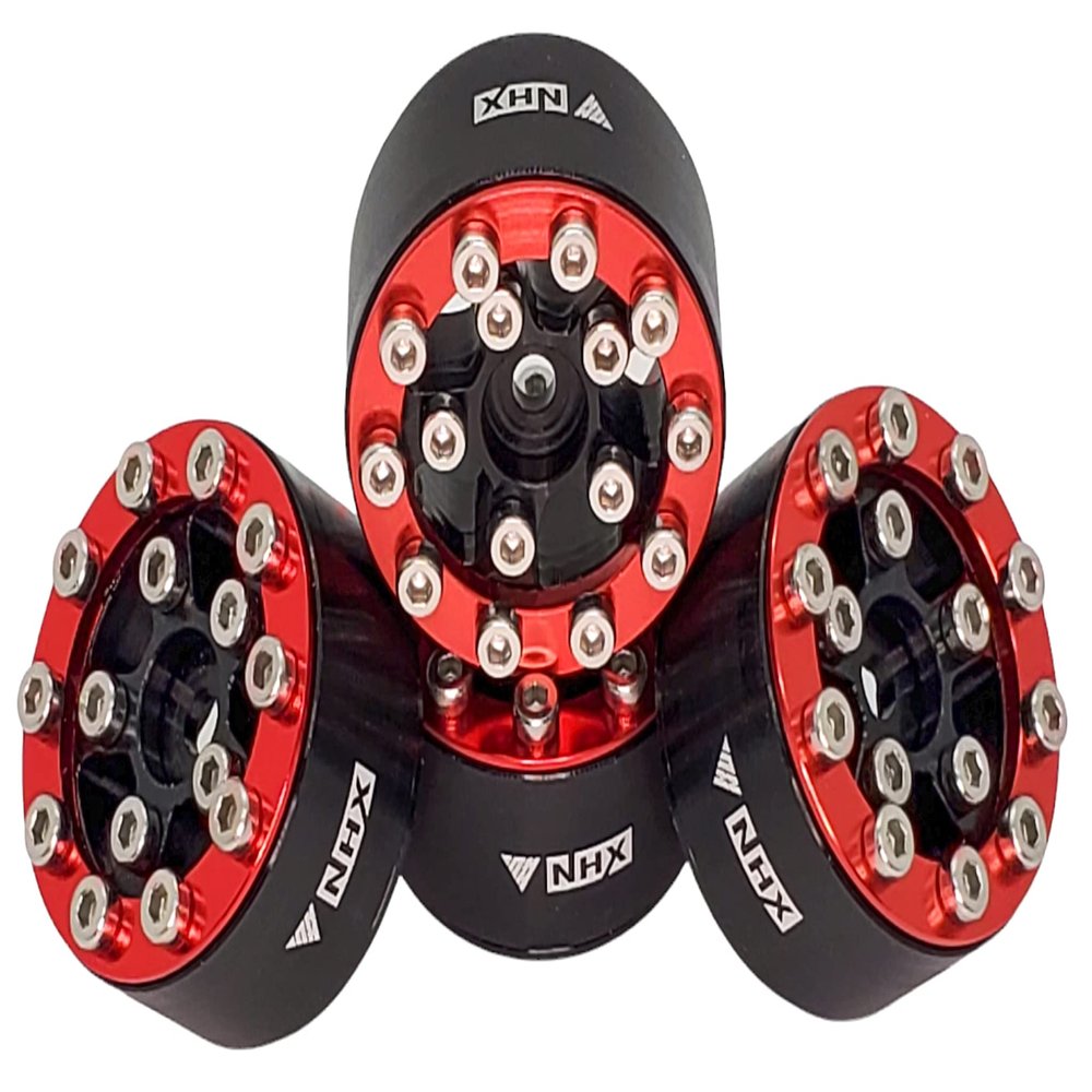 NHX RC 1.0" Aluminum Screw-Style Beadlock Wheels (4) -Red : SCX24