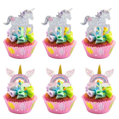 Gyufise 10Pcs Unin Rainbow Cupcake Toppers Unirn Rainbow Cake Topper Decorations for Boys Girl Babyshower Birthday Party Supplies