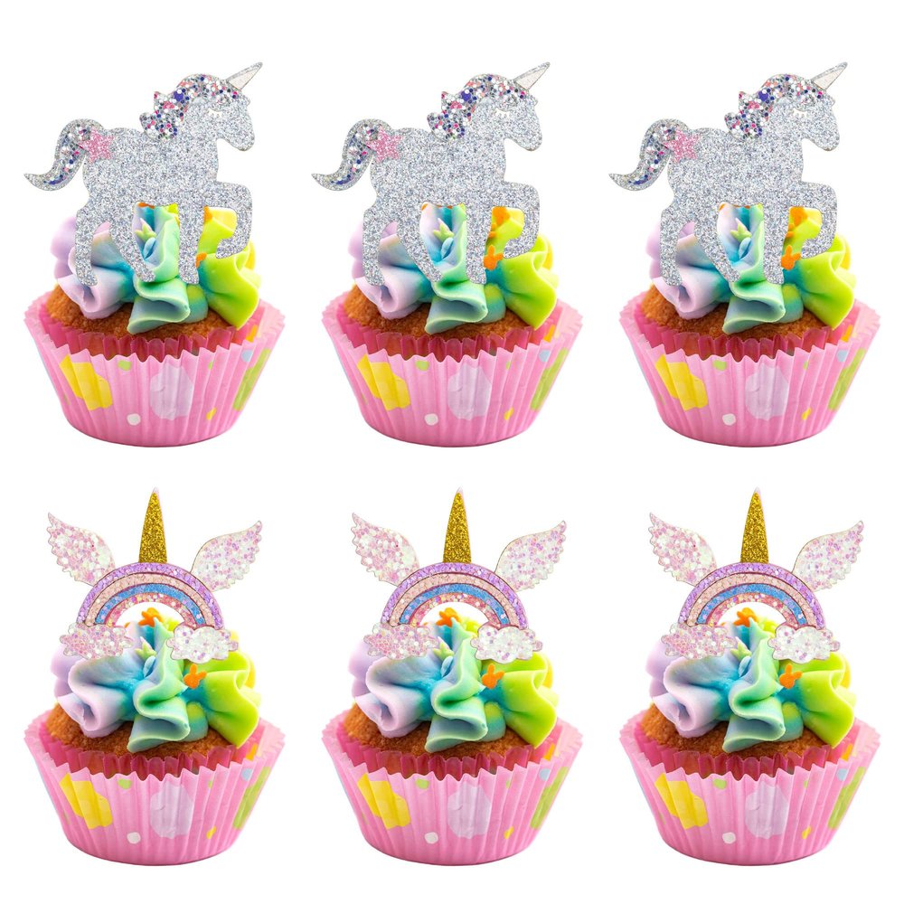Gyufise 10Pcs Unin Rainbow Cupcake Toppers Unirn Rainbow Cake Topper Decorations for Boys Girl Babyshower Birthday Party Supplies