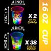 mishunyus 40 Pack Glow Birthday Squad Cups 16oz - Reusable Light Up Party Cups for Adult Birthdays 21st, 30th, 40th, 50th, 60th Theme Decorations Supplies, Night Club Party Favors view 2