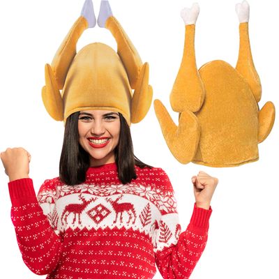 Domkier Men's Roasted Turkey Hat Thanksgiving Plush Turkey Costume Funny Hat Thanksgiving Holiday Party Favors Supplies
