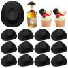 HKACSTHI 30 Pieces Mini Western Cowboy Hat Cowgirl Hat Doll Hats Plastic Cute Doll Hats Decoration Accessories for Party (Black) view 1