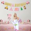 Camping Birthday Party Decorations Girl - Glitter Pink Happy Birthday Banner, Camping Theme Banner Garland, Pink Glitter Happy Birthday Cake Topper for Girl Camping Party Decorations view 2