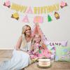 Camping Birthday Party Decorations Girl - Glitter Pink Happy Birthday Banner, Camping Theme Banner Garland, Pink Glitter Happy Birthday Cake Topper for Girl Camping Party Decorations view 4