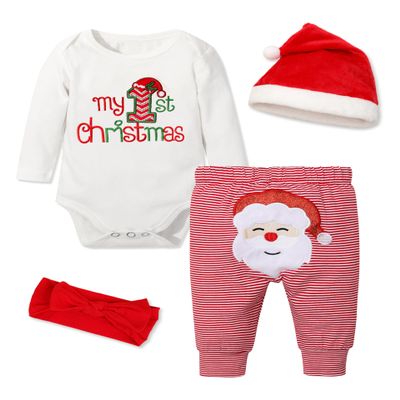 Abbence My First Christmas Outfit Baby Girl Boy 1st Clothes Newborn 4PCS 9-12 Months