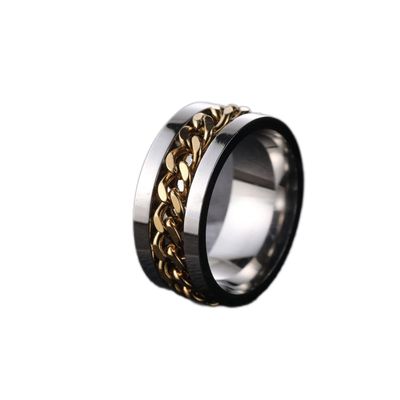 LIOYSIUT Anxiety Ring for Men & Women, Stainless Steel Spinning Ring for Stress Relief (Size 6, Gold)