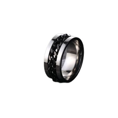 LIOYSIUT Anxiety Ring for Men & Women, Stainless Steel Spinning Ring for Stress Relief (Size 8, Black)