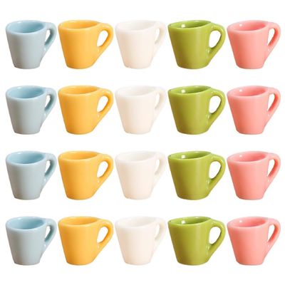 ibasenice 20Pcs Simulation Mini Cups Set Resin Tiny Mugs for 1 12 Dollhouse Decor Miniature Tea Party Accessories