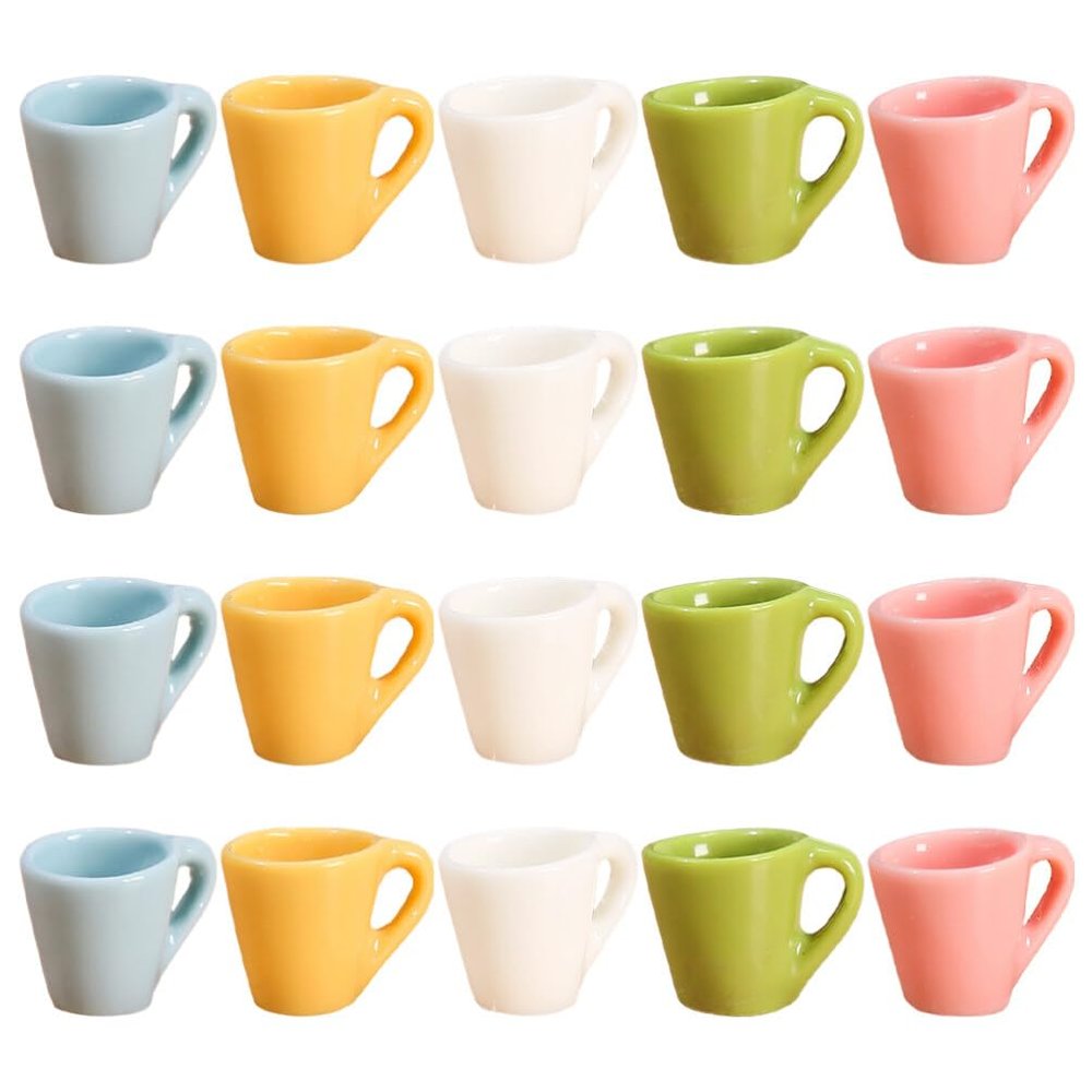 ibasenice 20Pcs Simulation Mini Cups Set Resin Tiny Mugs for 1 12 Dollhouse Decor Miniature Tea Party Accessories