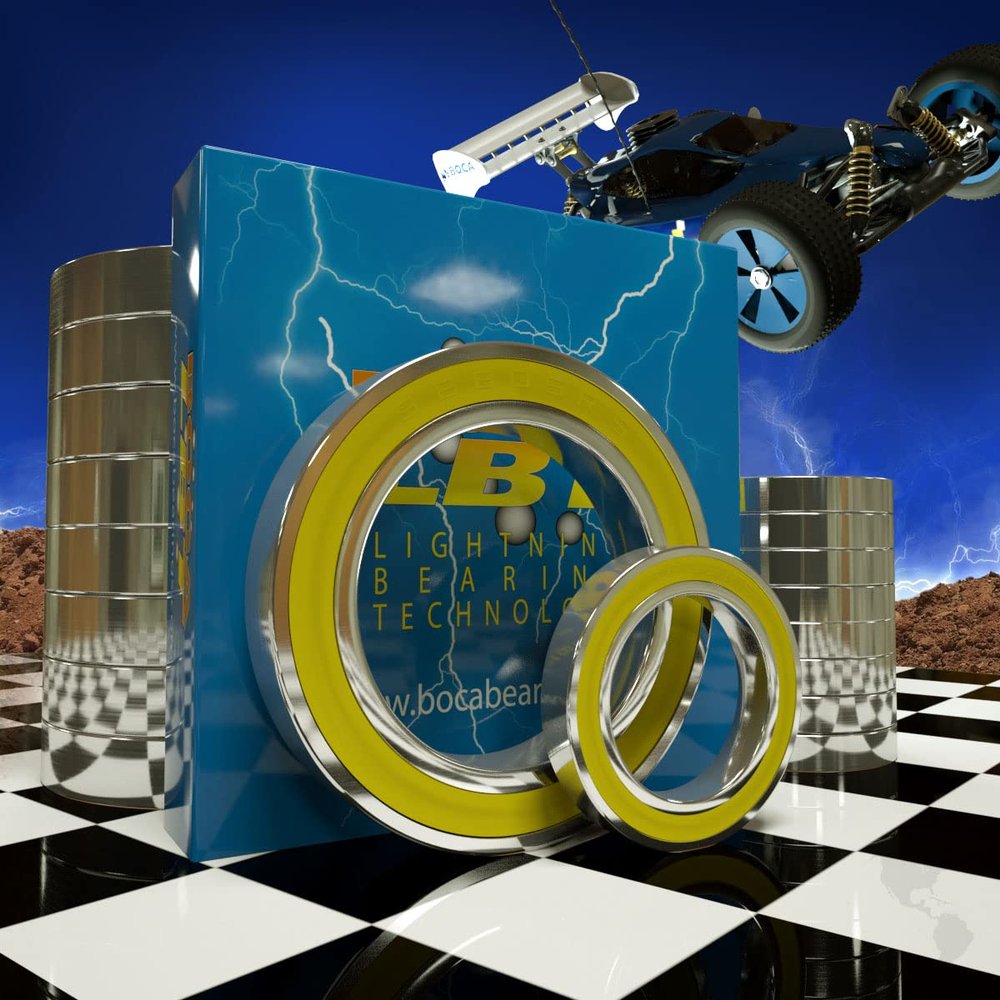 Boca Bearings Off-Road Hybrid #107-160C-YS Bearing Upgrade Kit - Ceramic Lightning Yellow Seal - Bearings to Upgrade ARRMA, KRATON - 4S BLX