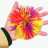 4.5Inch Large Rainbow Stringy Ball Silicone Bouncing Fluffy Jugging Ball,Monkey Stress Ball (Purple+Red+Yellow) view 1