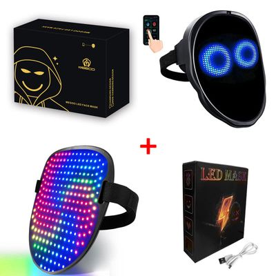 MEGOO Led Mask With Bluetooth Shining Mask Programmable,for halloween Party Cosplay,light up face mask Masquerade(Battery)