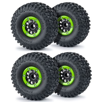 RCLIONS 1/7th RC Car 2.8inch Beadlock Wheel Rims and Tires Set Upgrades for 1:7 UDR Unlimited Desert Racer (Green)