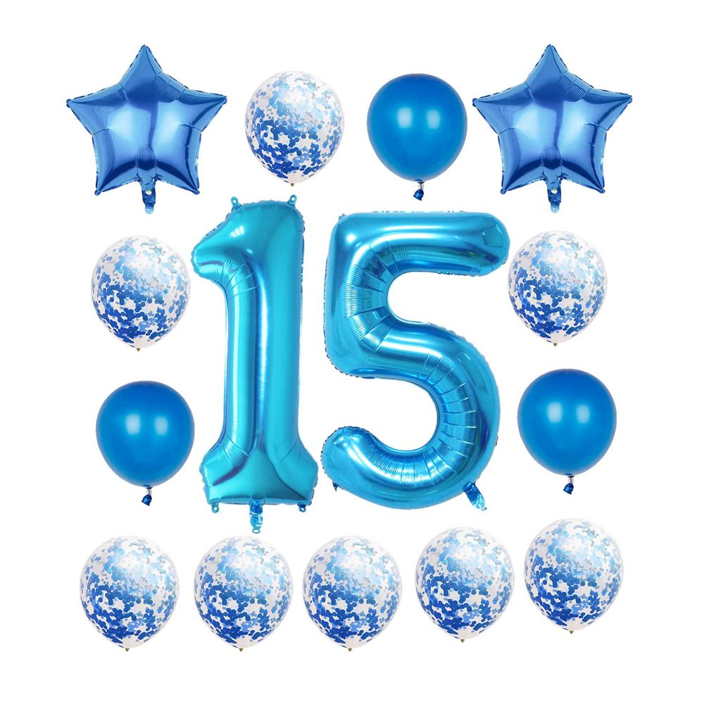 15th Birthday Decorations Party Supplies,Blue Number 15 Balloon,40 Inch Giant Foil Mylar 15th Balloons Decorations for Boy Girl,Large Helium Numbers 15 Balloon for 15th Anniversary Events Supplies