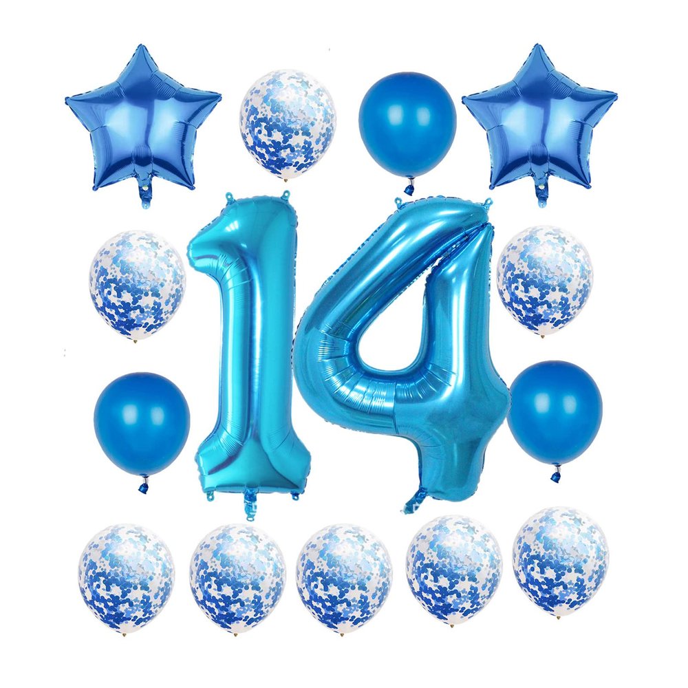 14th Birthday Decorations Party Supplies,Blue Number 14 Balloon,40 Inch Giant Foil Mylar 14th Balloons Decorations for Boy Girl,Large Helium Numbers 14 Balloon for 14th Anniversary Events Supplies