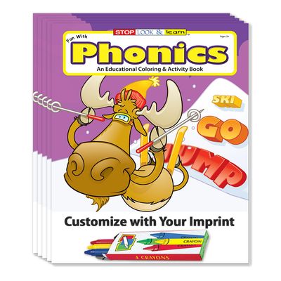 ZOCO Custom Phonics Coloring Books for Kids (250 Bulk Pack, With Crayons) Early Reading Activity Books for Preschool & Kindergarten Educational Games, Puzzles & Coloring
