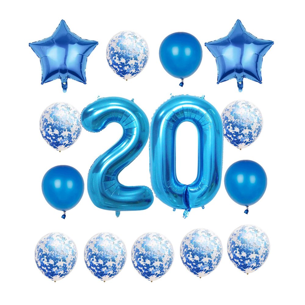 20th Birthday Decorations Party Supplies,Blue Number 20 Balloon,40 Inch Giant Foil Mylar 20th Balloons Decoration for men and women,Large Helium Numbers 20 Balloon for 20th Anniversary Events Supplies