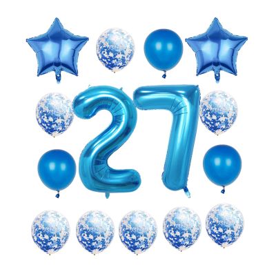 27th Birthday Decorations Party Supplies,Blue Number 27 Balloon,40 Inch Giant Foil Mylar 27th Balloons Decoration for men and women,Large Helium Numbers 27 Balloon for 27th Anniversary Events Supplies