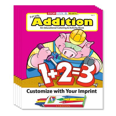 ZOCO Addition Custom Coloring Books for Kids (250 Bulk Pack, With Crayons) Preschool & Kindergarten Math Activity Books Educational Games, Puzzles & Number Practice