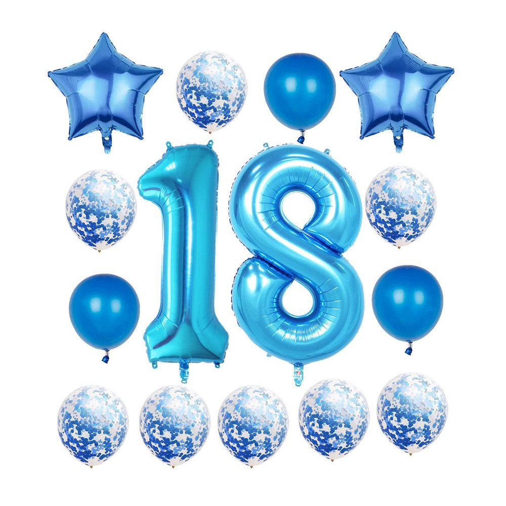 18th Birthday Decorations Party Supplies,Blue Number 18 Balloon,40 Inch Giant Foil Mylar 18th Balloons Decorations for Boy Girl,Large Helium Numbers 18 Balloon for 18th Anniversary Events Supplies