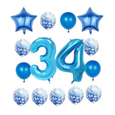 34th Birthday Decorations Party Supplies,Blue Number 34 Balloon,40 Inch Giant Foil Mylar 34th Balloons Decoration for men and women,Large Helium Numbers 34 Balloon for 34th Anniversary Events Supplies