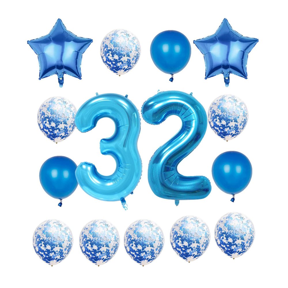 32th Birthday Decorations Party Supplies,Blue Number 32 Balloon,40 Inch Giant Foil Mylar 32th Balloons Decoration for men and women,Large Helium Numbers 32 Balloon for 32th Anniversary Events Supplies