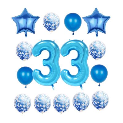 33th Birthday Decorations Party Supplies,Blue Number 33 Balloon,40 Inch Giant Foil Mylar 33th Balloons Decoration for men and women,Large Helium Numbers 33 Balloon for 33th Anniversary Events Supplies