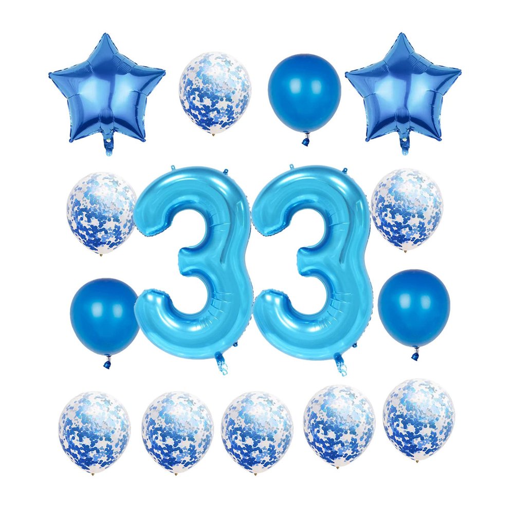 33th Birthday Decorations Party Supplies,Blue Number 33 Balloon,40 Inch Giant Foil Mylar 33th Balloons Decoration for men and women,Large Helium Numbers 33 Balloon for 33th Anniversary Events Supplies