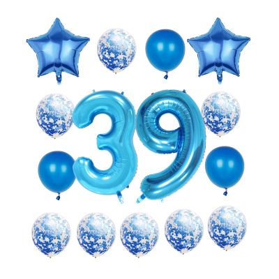 39th Birthday Decorations Party Supplies,Blue Number 39 Balloon,40 Inch Giant Foil Mylar 39th Balloons Decoration for men and women,Large Helium Numbers 39 Balloon for 39th Anniversary Events Supplies