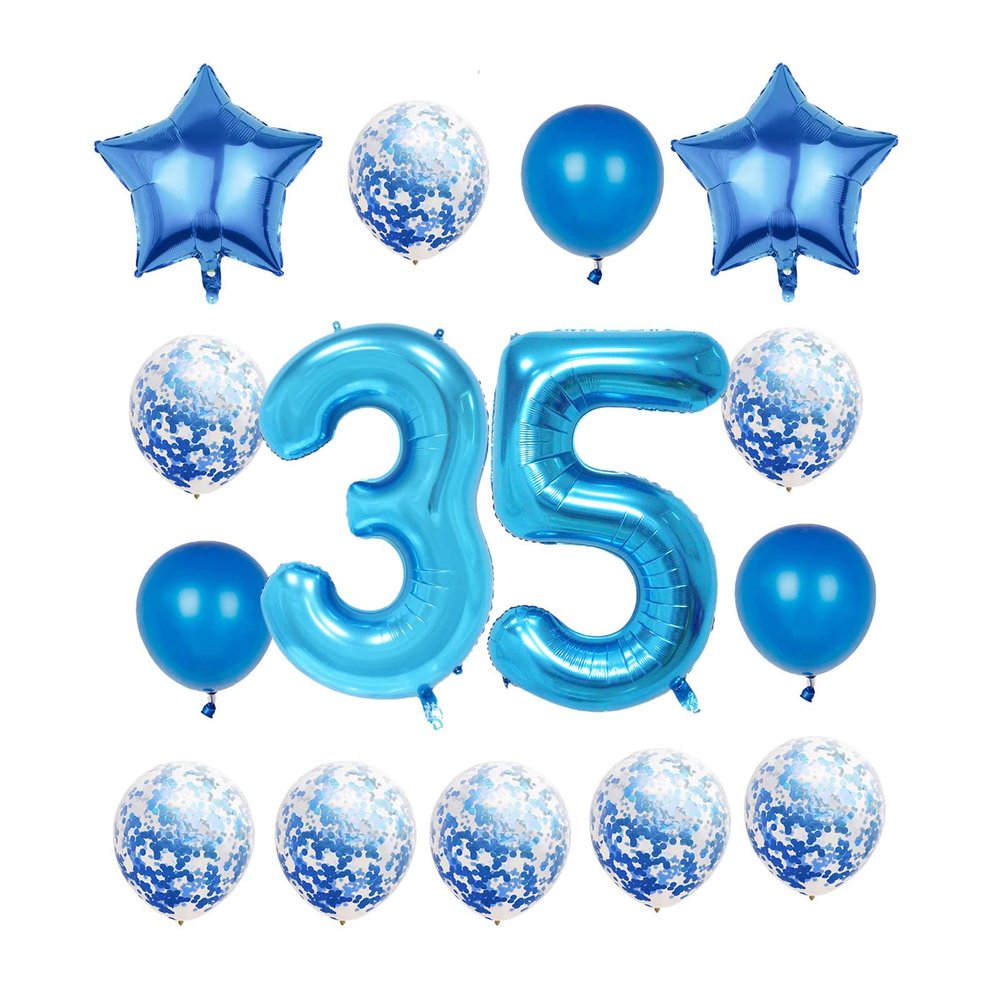 35th Birthday Decorations Party Supplies,Blue Number 35 Balloon,40 Inch Giant Foil Mylar 35th Balloons Decoration for men and women,Large Helium Numbers 35 Balloon for 35th Anniversary Events Supplies