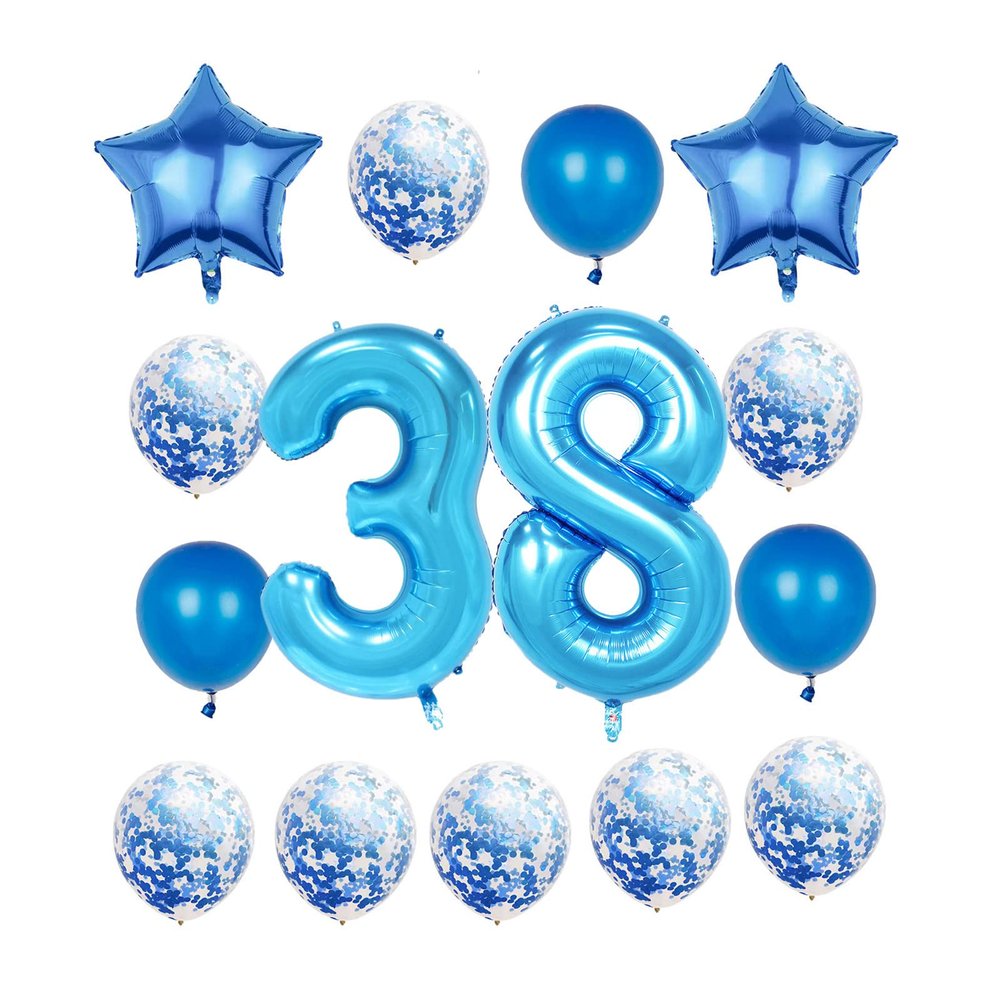 38th Birthday Decorations Party Supplies,Blue Number 38 Balloon,40 Inch Giant Foil Mylar 38th Balloons Decoration for men and women,Large Helium Numbers 38 Balloon for 38th Anniversary Events Supplies