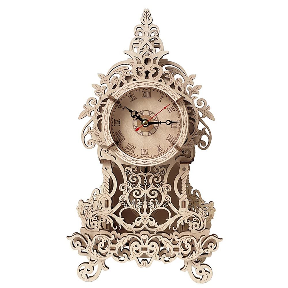 3D Assembled Wooden Clock, Wood 3D Puzzle for Home Room Decor, Creative DIY Antique Jewelry Box, Educational Puzzle Development Hands-on Ability Special-Shape Puzzle for Adults and Teens (Clock)