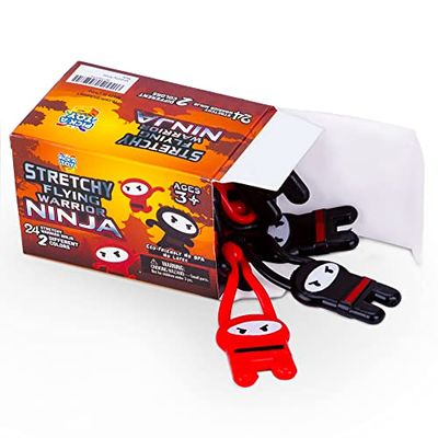 PICK A TOY Ninja Toys for Boys & Girls Party Favors Supplies Stretchy Flying Ninjas 24-Pieces, Slingshot Toys Mini Toy Stuffers, Karate Birthday Goodie Bags Stuffer and Ninja Party Favors