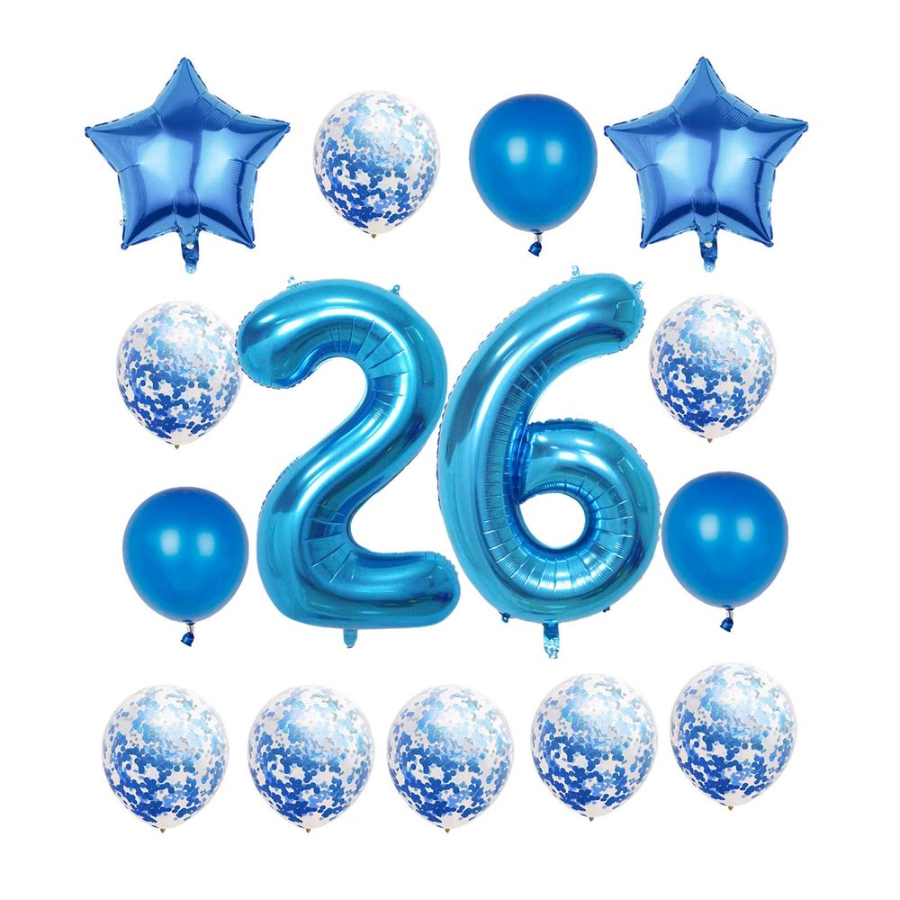 26th Birthday Decorations Party Supplies,Blue Number 26 Balloon,40 Inch Giant Foil Mylar 26th Balloons Decoration for men and women,Large Helium Numbers 26 Balloon for 26th Anniversary Events Supplies