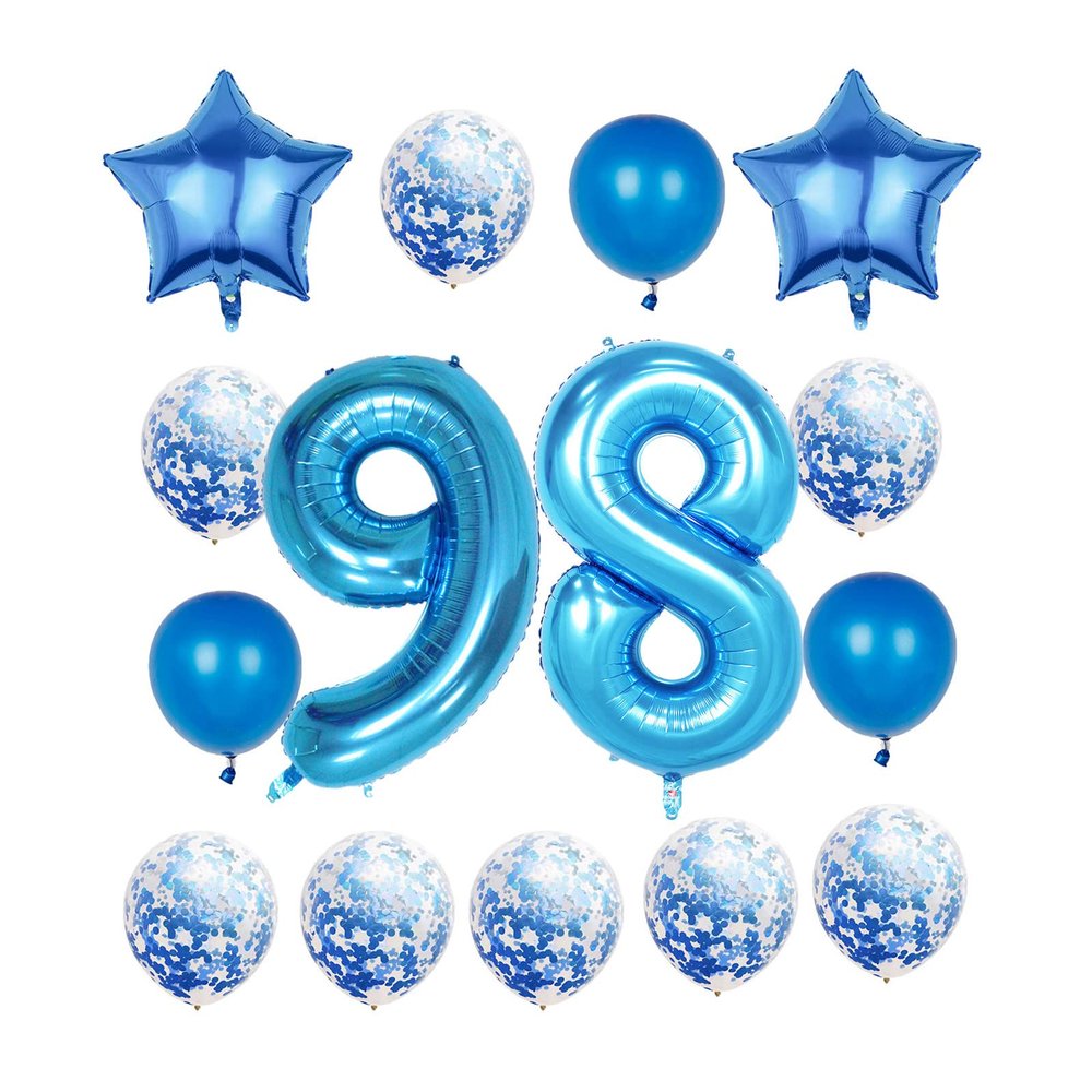 98th Birthday Decorations Party Supplies,Blue Number 98 Balloon,40 Inch Giant Foil Mylar 98th Balloons Decoration for men and women,Large Helium Numbers 98 Balloon for 98th Anniversary Events Supplies
