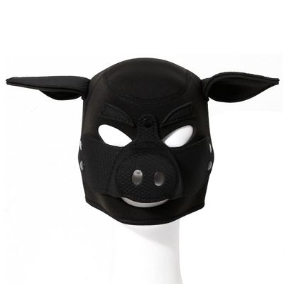 QUYUWOWO Piggy Mask Full Head Mask Neoprene Animal Head Mask Costume Pig Head Masks (Black)