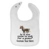 Custom Toddler & Baby Bibs Burp Cloths Funny Young Horse is It Too Soon to Ask for A Pony Question Mark Sign Cotton Baby Items for Baby Girl & Boy White Custom Text Here view 1