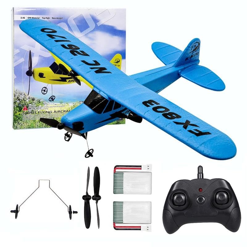Eayaele J-3 Plus RC Plane for Kids - 2CH Remote Control Airplane with Foam Body, Easy Ready to Fly, Outdoor Glider Toy for Boys & Girls Ages 8-12