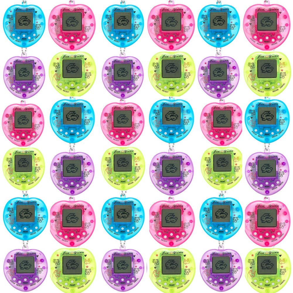 Jerify 36 Pieces Virtual Electronic Digital Pet Toys Retro Handheld Game Nostalgic 90s Toy with Key Chain for Boys Girls