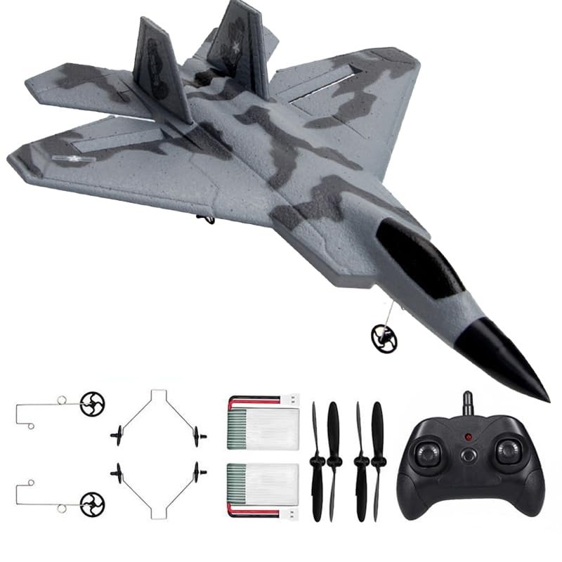 Eayaele Foam F-22 RC 2 CH Remote Control Fighter Jet Plane Airplane Toy for Adults Kids Boys Beginners Easy Ready to Fly(Camouflage)