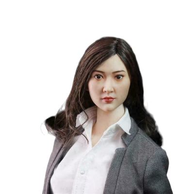 1/6 Scale Female Head Sculpt, Beauty Asian Girl Planted Hair Head Carved for 12inches Seamless Action Figure Body DollD
