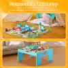 SainSmart Jr. Wooden Train Table, 2-in-1 Activity Table Playset for Kids, Wooden Train Set with Storage Box, Gift for Toddlers Boys Girls view 2