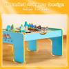 SainSmart Jr. Wooden Train Table, 2-in-1 Activity Table Playset for Kids, Wooden Train Set with Storage Box, Gift for Toddlers Boys Girls view 3