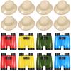 16 Pcs Safari Themed Party Set: 8 Jungle Hats, 8 Binoculars with Neck Strings for Kids Birthday Celebrations and Safari Dress-Up (Simple Style) view 1