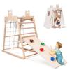 Ascism Jungle Gym Indoor (8 in 1) Wooden Indoor Playground, Toddler Wooden Climbing Toys, Montessori Playset, Gym with Slide, Climbing Net, Swing, Tent, Gymnastics Ring view 1