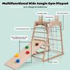 Ascism Jungle Gym Indoor (8 in 1) Wooden Indoor Playground, Toddler Wooden Climbing Toys, Montessori Playset, Gym with Slide, Climbing Net, Swing, Tent, Gymnastics Ring view 4